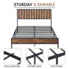 Rustic Brown Metal Platform Bed Frame with Heavy Duty Steel Slats, No Box Spring Needed, Under Bed Storage, and Wood Headboard - 4 of 4