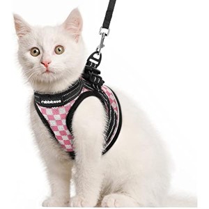 rabbitgoo Cat Harness and Leash, Escape Proof Cat Walking Harness, Mesh Kitty Vest Harness for Cats, Harness with Reflective Strips, Pink Plaid, S - 1 of 1
