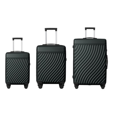 FURNIinspire Bag And Luggage Sets 3 Piece Rolling Luggage Travel Suitcase Set, Lightweight Durable Suitcases with Wheels, Black , 21.06"*11.81"*30.31"