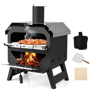 Tangkula 12" Outdoor Pizza Oven w/ Pizza Stone Pizza Peel & Oxford Cloth Cover - 1 of 4
