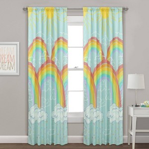 48"x84" Rainbow Clouds Window Panel Pair Kids' Curtains - Kidz Mix: Light Blue Microfiber for Kids Bedroom - 1 of 2