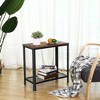 VASAGLE Side Table, 2-Tier Nightstand, End Table with Mesh Shelf, Steel Frame, Adjustable Feet Rustic Brown and Black - 4 of 4