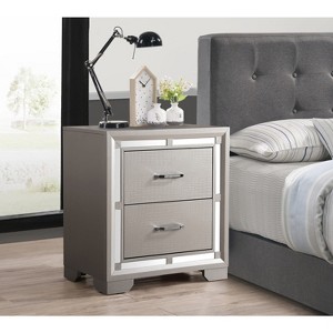 HomeStock Silver Champagne Nightstand with Spacious Drawers, Modern Bedside Table for Bedroom Furniture and Nighttime Essentials - 1 of 4