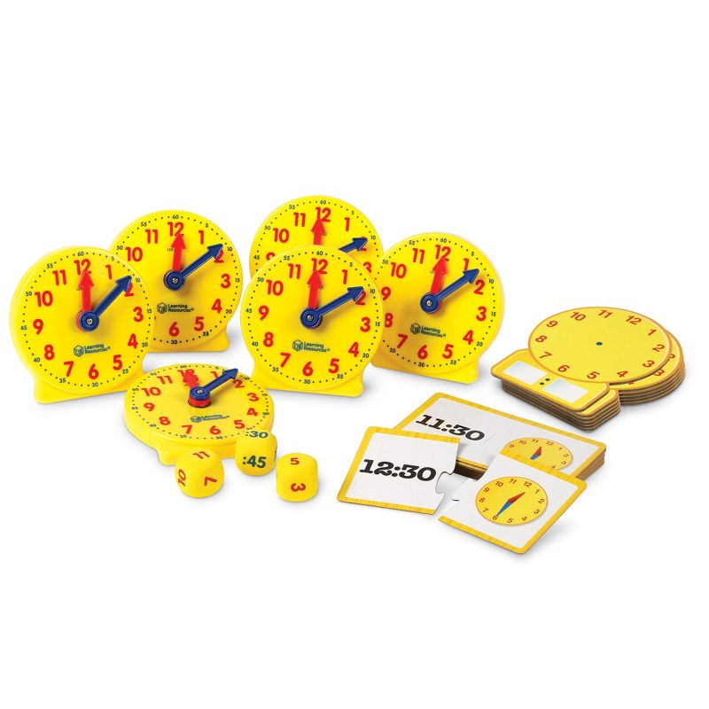 Learning Resources About Time! Group Activity Set, Classroom Set, 6 Write & Wipe Clocks, 1 of 8
