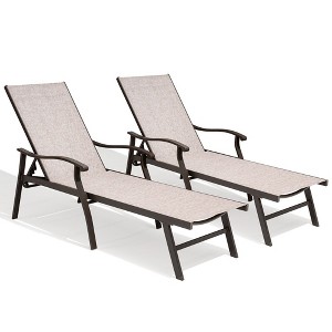 Crestlive Products Outdoor Recliner All Weather Aluminum Adjustable Chaise Lounge Chair with Arms - 1 of 4