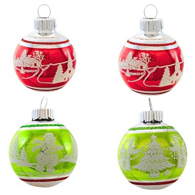 Christopher Radko 2.0 Inch Vintage Flocked Ornament Set Scene Holidays Tree Ornament Sets