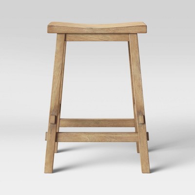 Halifax Farmhouse Wood Counter Height Barstool Natural Wood - Threshold™