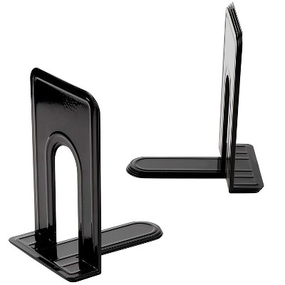 Bookends for Shelves – 8-Piece Heavy Duty Book Ends for Heavy Books, Nonskid Metal Bookend Supports, Book Stoppers Shelf - L7.3 x H9 x W5.8, Black