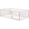 Streamdale Twin Size Metal Floor Bed Frame with Fence and Door, Pink - 4 of 4
