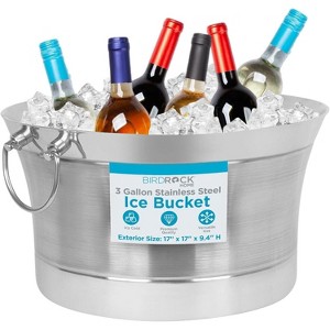 BirdRock Home Double Wall Round Beverage Tub - Stainless Steel - 1 of 4