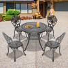 5-Piece Patio Set: Round Table & 4 Chairs - Cast Aluminum, All-Weather/Umbrella Hole & Adjustable Legs for Balcony/Backyard - 2 of 4