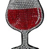 CTM Women's Glittering Wine Glass Cushion Bag Charm - 3 of 3