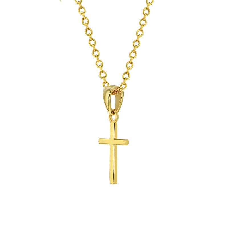 Girls' Tiny Cross Sterling Silver Gold Plated Necklace - In Season Jewelry, 2 of 5