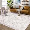 Washable Vintage Floral Rug Non Slip Low Pile Rug Soft Throw Floor Cover Foldable Indoor Carpet for Living Room Bedroom - 3 of 4