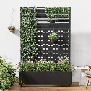 PexFix 72 in. H x 47 in. W Black Metal Rectangle Wall Planter Box with Trellis for Climbing Plants - 1 of 4