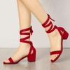 Allegra K Women's Open Toe Block Heel Lace Up Sandals - 2 of 4