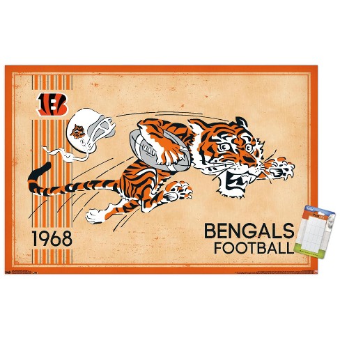 Trends International NFL Cincinnati Bengals - Retro Logo 14 Framed Wall  Poster Prints Black Framed Version 22.375 x 34