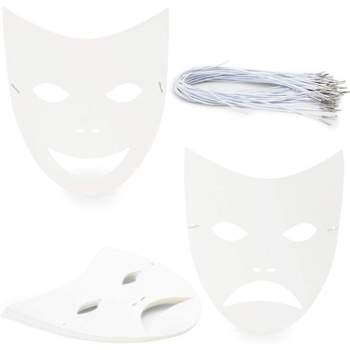 Bright Creations 48-Pack Blank DIY Masquerade Mask for Costume Party Arts and Crafts Party Favors, 8.7" x 10" White