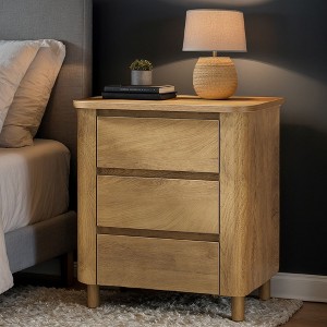 Hommoo 23.6" Farmhouse 3-Drawer Nightstand - 1 of 4