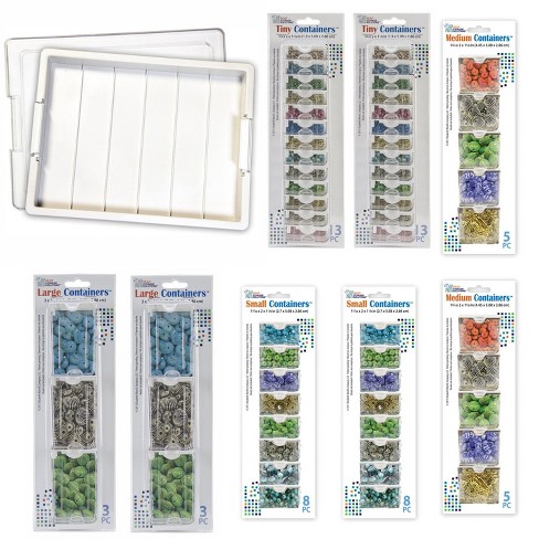 Elizabeth Ward Bead Storage Solutions Plastic Stackable Organizer Tray  Bundle With Lid And 58 Assorted Size Small, Medium, Large Containers :  Target