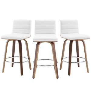 Bekrvio 26" Counter Height Bar Stools - PU Leather Swivel, L Shape Back, Upholstered, Mid-Century Modern Chairs for Kitchen Counter Island - 1 of 4
