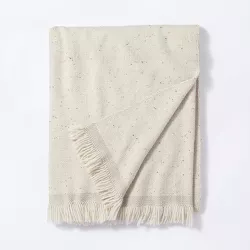 Woven Striped Border Nep Throw Blanket with Fringes Neutral - Threshold™ designed with Studio McGee