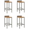 vidaXL Bar Stools 4 pcs Gray Poly Rattan and Solid Wood Acacia - 2 of 4