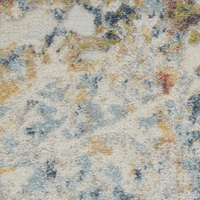 Ivory Abstract Hand-Knotted Soft Synthetic Area Rug 6'6" x 9'6"