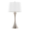 LumiSource (Set of 2) Lenuxe 29" Contemporary Table Lamps Brushed Nickel with White Textured Linen Shade - 2 of 4