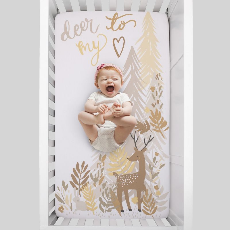 NoJo Deer To My Heart Tan, Brown and White Tree Leaf 100% Cotton Photo Op Fitted Crib Sheet, 2 of 5