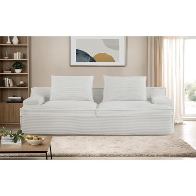 NicBex Couches for Living Room Oversized 4 Seater Couch Corduroy Fabric Upholstered Sofa Wide Armrests Compressed Sofa in a Box, No Assembly