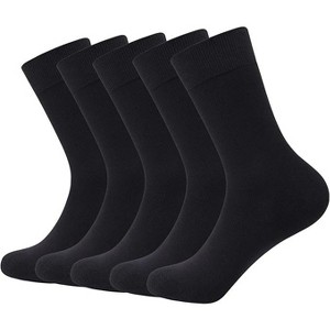 SERISIMPLE Men Bamboo Viscose Thin Ribbed Knit Silky Soft Lightweight Business Dress Crew Socks White Large 5 Pairs - 1 of 4