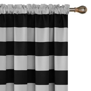 Deconovo Striped Thermal Room Darkening Rod Pocket Curtains (2 Panels) - 1 of 4