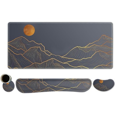 Large Mouse Pad Desk Pad Set, Wrist Rest Support Desk Mat for Keyboard and Mouse, 4PCS 35.4”x15.7 XXL Giant Mouse Pad