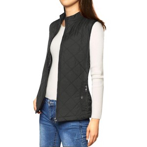 Allegra K Women's Stand Collar Lightweight Gilet Quilted Zip Vest - 1 of 4