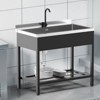 ROVSUN Black Stainless Steel Utility Sink with Towel Rack and Storage Shelf, 25.7"D x 20.7"W x 39.5"H, Freestanding Laundry & Prep Sink - 4 of 4