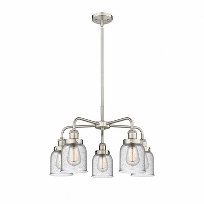Bell - 5 Light Stem Hung Chandelier In Art Deco Style-14.75 Inches Tall and 23 Inches Wide
