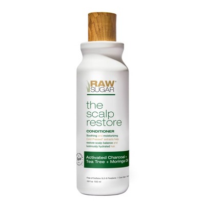 Raw Sugar Conditioner Scalp Restore Activated Charcoal + Tea Tree + Moringa Oil - 18 fl oz