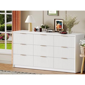 TackView 9 Drawer Fluted Dresser for Bedroom,Large Capacity & Anti-Tip, Modern Chest of Drawers with Metal Handles, 2-Parcel Sent - 1 of 4