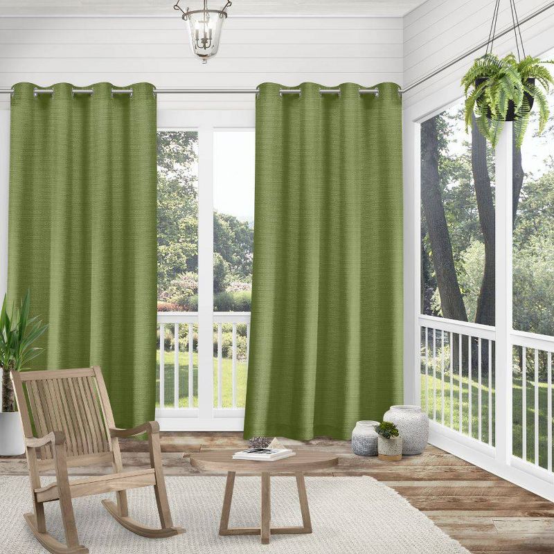 Set of 2 Delano Indoor/Outdoor Heavy Textured Grommet Top Light Filtering Window Curtain Panels - Exclusive Home, 3 of 8