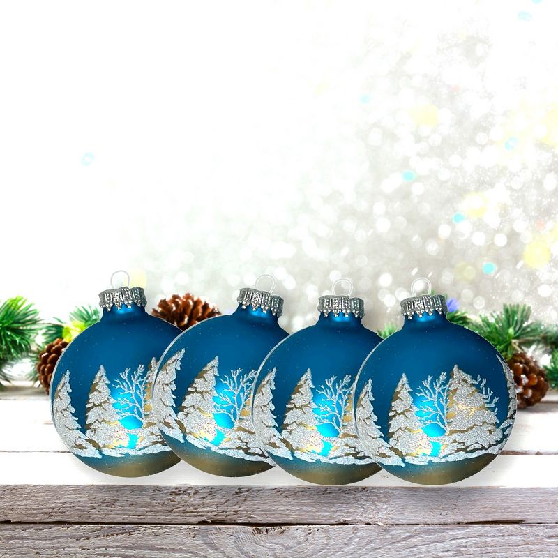 Glass Christmas Tree Ornaments - 67mm/2.625" [4 Pieces] Decorated Balls from Christmas by Krebs Seamless Hanging Holiday Decor, 3 of 5