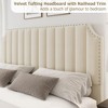 Velvet Upholstered Bed Frame, Tall Headboard with Nailhead Trim, Vertical Channel Tufted Platform Bed with Footboard and Wooden Slats - 4 of 4