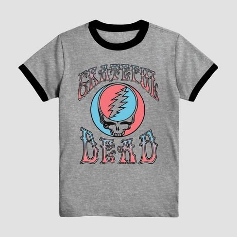 Boys' Grateful Dead Ringer Short Sleeve Graphic T-Shirt - Heather Gray XS