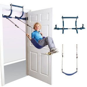 Gym1 2-Piece Doorway Gym for Kids, Includes Door Sensory Swing, Indoor Pull-Up Bar for Adults, Holds Up to 300 Lbs, Blue - 1 of 4