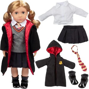 Dress Along Dolly 9pc Hermione Granger Inspired Outfit- 18" Doll Clothes & Accessories Compatible w American Girl Dolls- School Uniform Set - 1 of 4