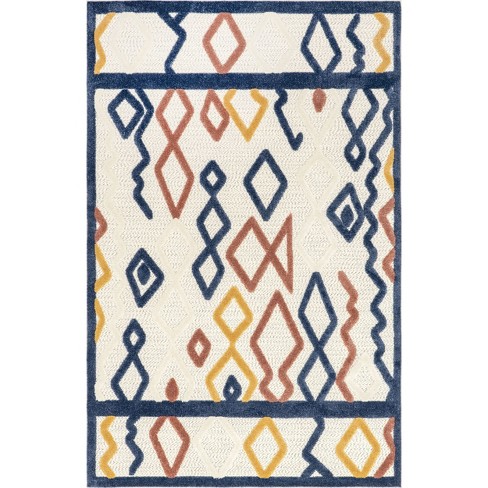 Nuloom Aiko Moroccan 5x8 Indoor/Outdoor Area Rug for Living Room Patio Deck Front Porch Kitchen, Blue/Ivory - image 1 of 4