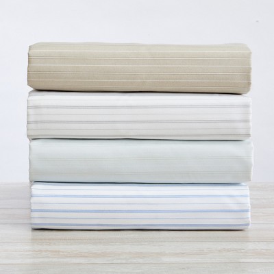 Sky Blue Striped Twin Microfiber Sheet Set