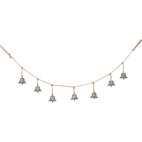 Transpac Metal 56 in. Silver Christmas Bell Banner