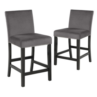 New Classic Furniture,Furniture Celeste 39.5" Wood Counter Chair In Gray (Set Of 2)