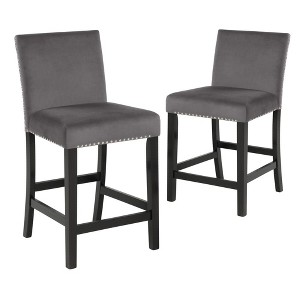New Classic Furniture,Furniture Celeste 39.5" Wood Counter Chair In Gray (Set Of 2) - 1 of 4